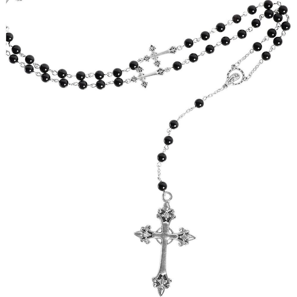 Gothic Cross Necklace Zinc Alloy 36 Inch Chain Gothic Jewelry Gift for Women